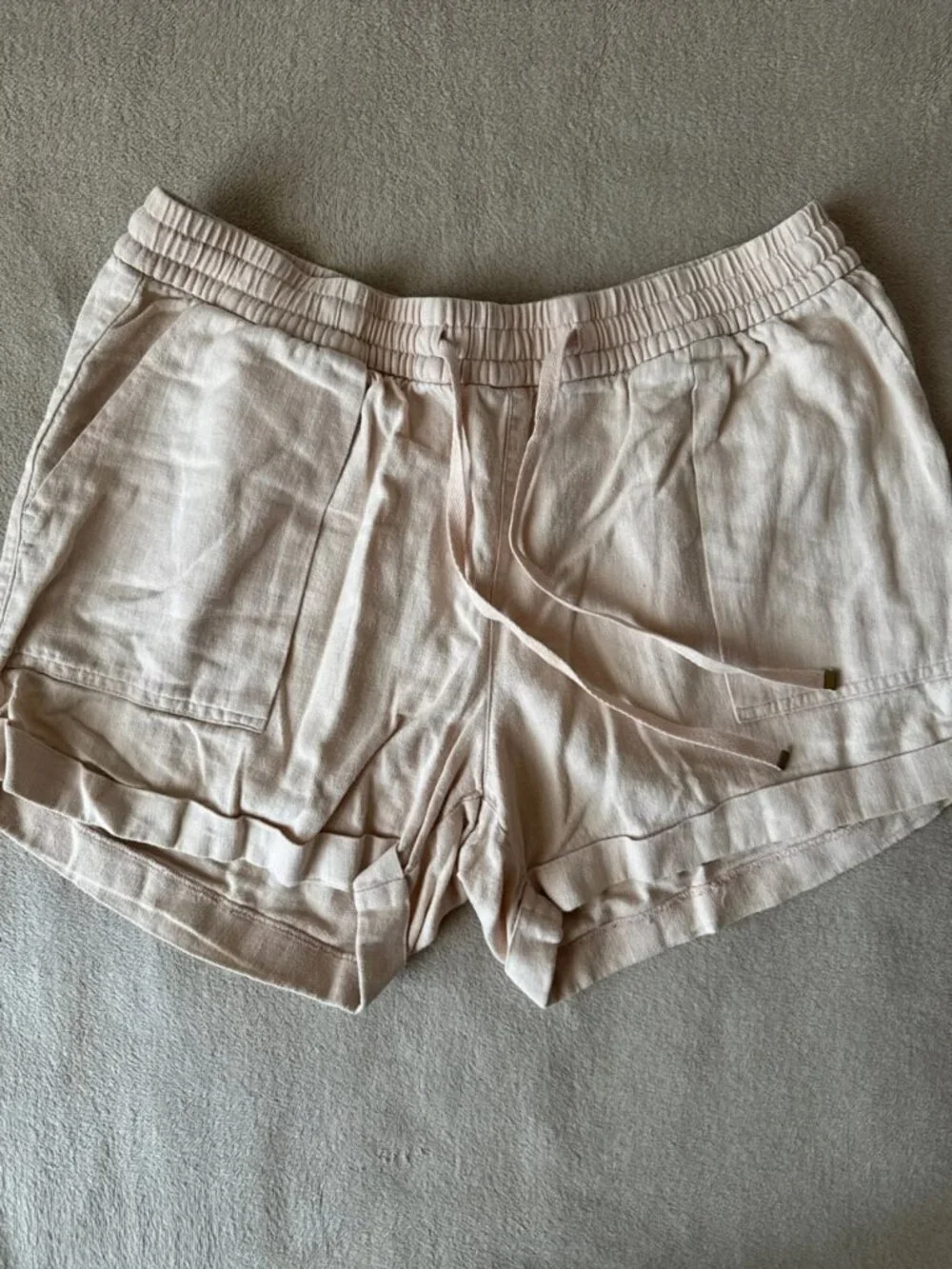 Women's Beige Linen Blend Shorts Size M